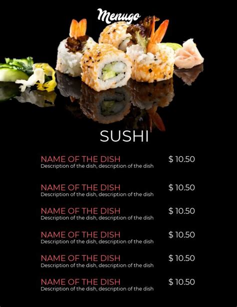 Sushi Menu Template Ideas