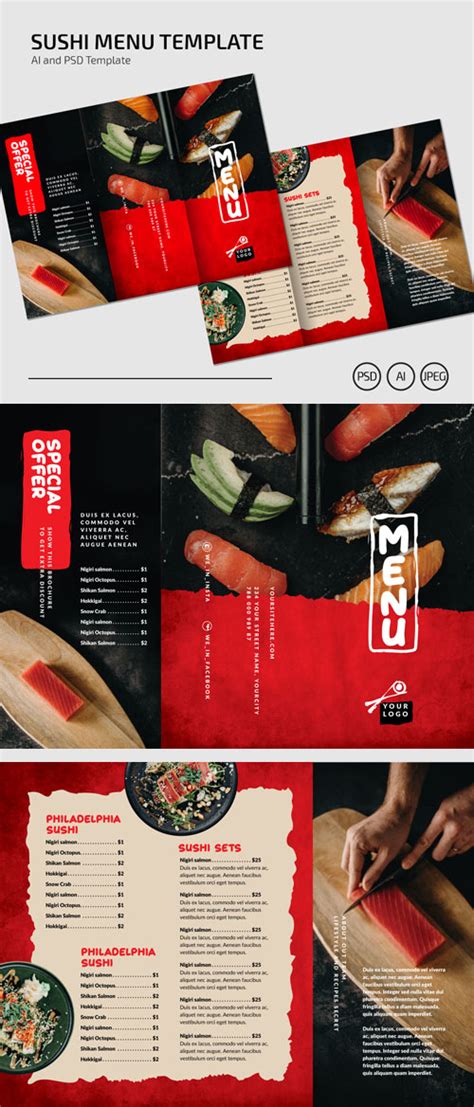 Sushi Menu Template Photoshop