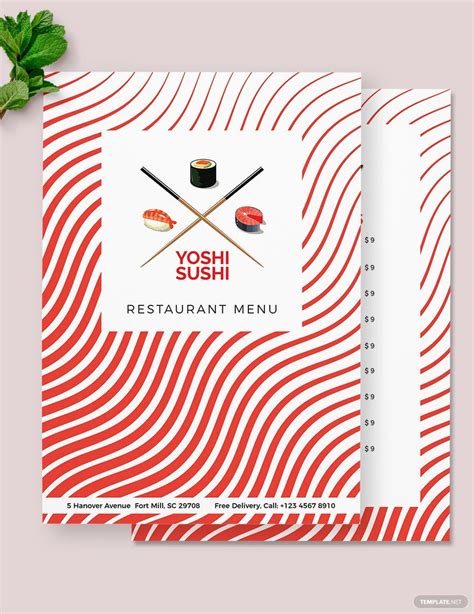 Sushi Menu Template Word