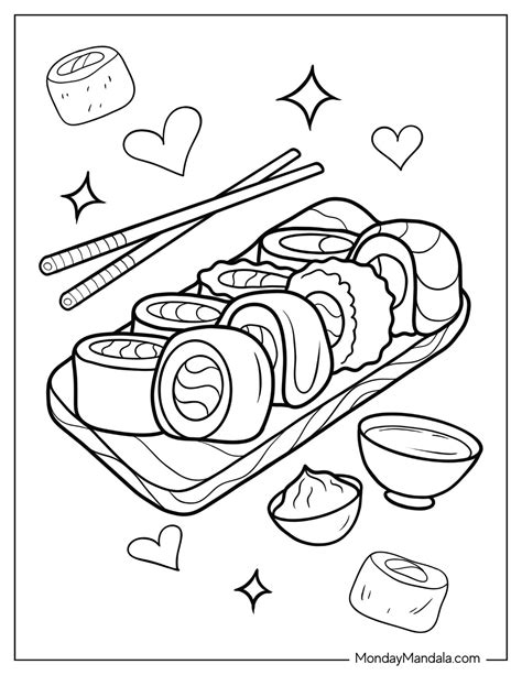 Sushi Rolls Coloring Page