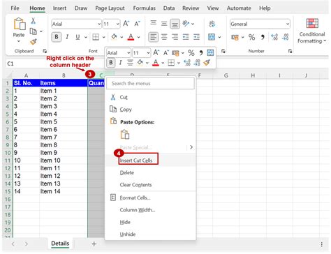 Swapping Columns in Excel Method 1