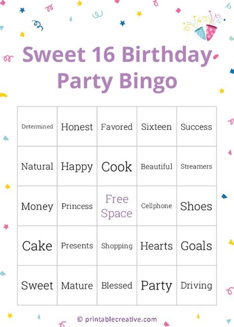 Sweet 16 Bingo Games