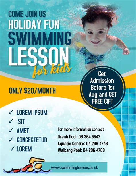 Swim Lesson Flyer Template PDF