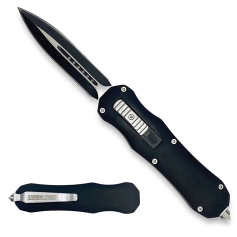 A switchblade knife with a spring-loaded mechanism