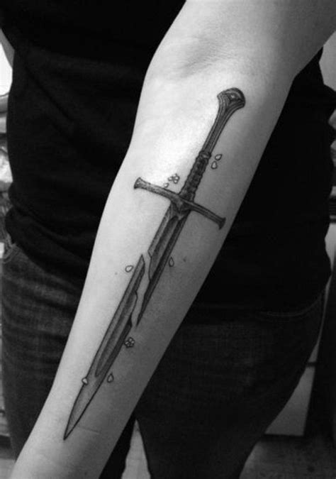 Sword tattoo with broken blade design