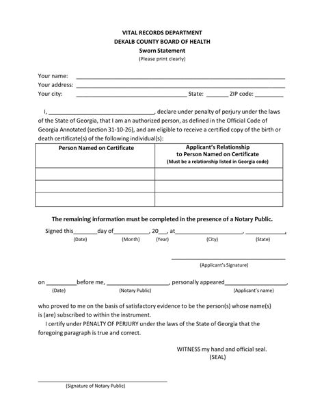 Sworn Statement Template