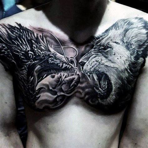 Symbolic animal chest tattoo