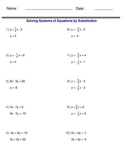 Systems of Equations Substitution Method Elimination Method