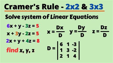 Cramer's Rule Method Systems of Equations