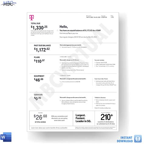 T-Mobile Bill Template Example