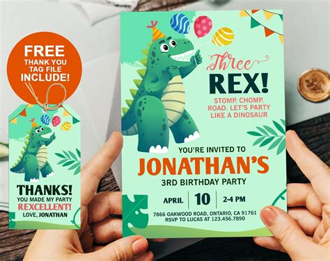 T-Rex Birthday Invitation Template