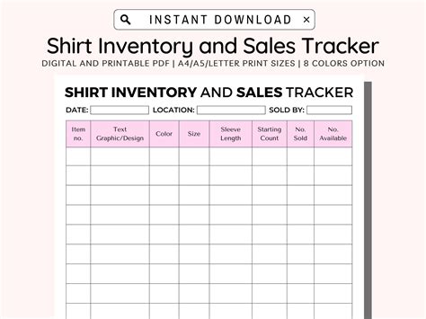 T-Shirt Inventory Template