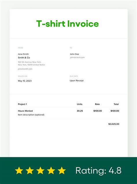 T-shirt invoice template examples