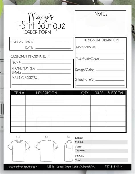 T-shirt invoice template ideas