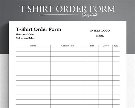 T-Shirt Order Form Template Google Docs