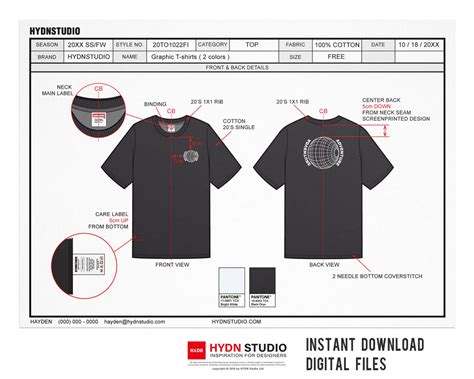 T-shirt tech pack template design