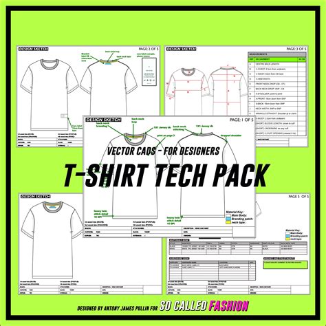 T-shirt tech pack template format