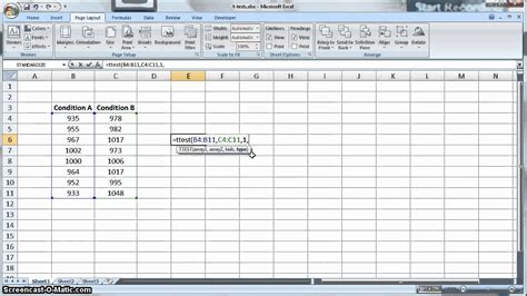 T-test add-in Excel