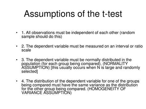 T-test assumptions example