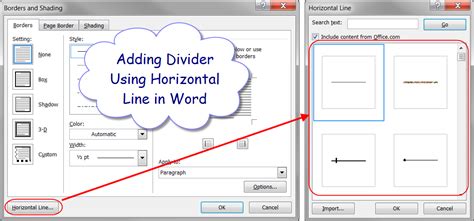 Tab Divider Formatting Options in Microsoft Word