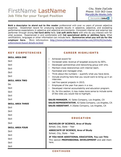 Creating a table-based resume