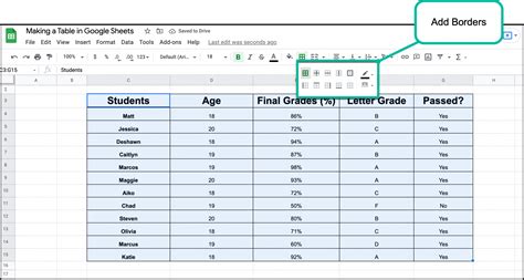 Table in Google Sheets