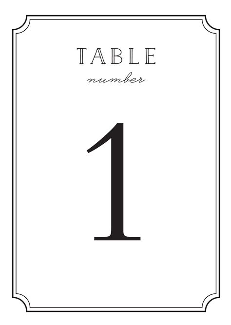 Table Number Template Free