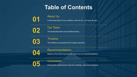 Table of Content PowerPoint Examples