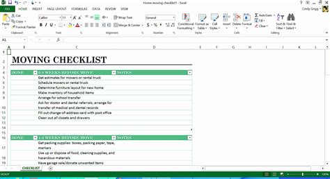 Table of Contents Excel Template