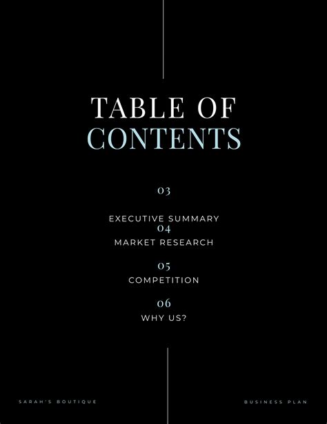 Table of contents template design ideas