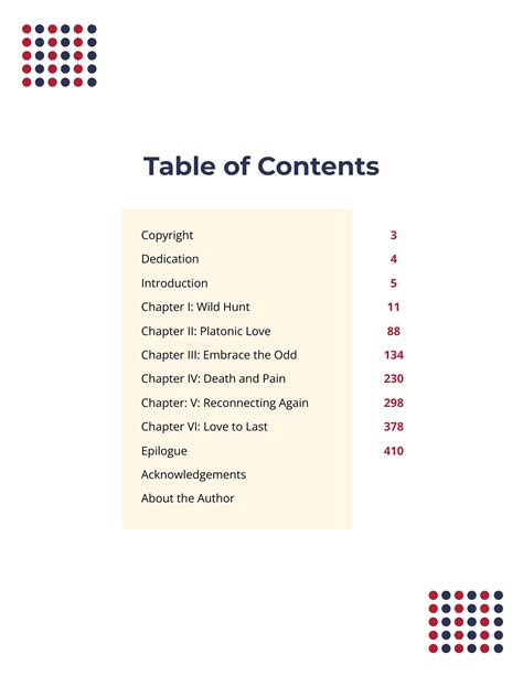 Table of Contents Template Gallery