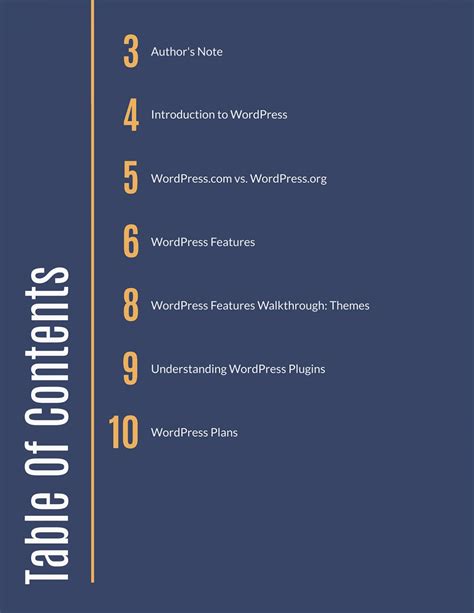 Table of contents template ideas