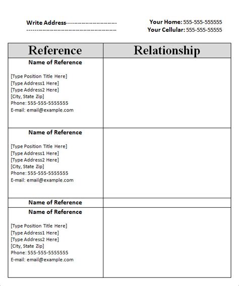 Table References Template