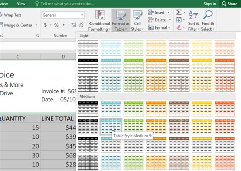 Create Table Style in Excel