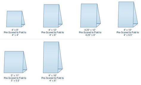 Table Tent Template Sizes