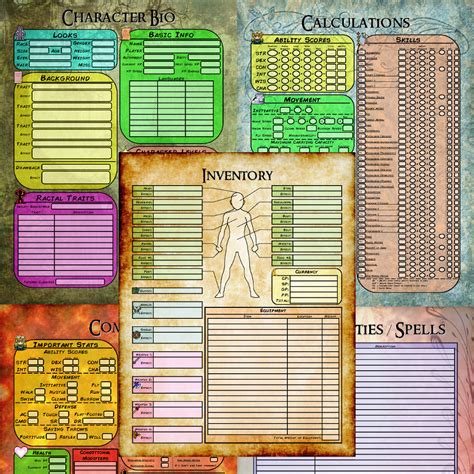 Tabletop RPG character sheet template