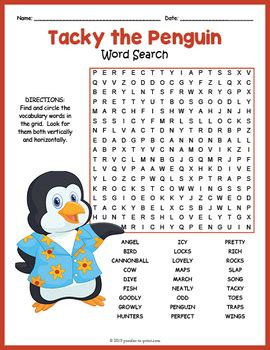 Tacky the Penguin Printable Puzzle