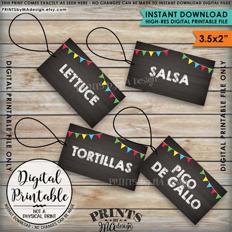 Taco Bar Labels