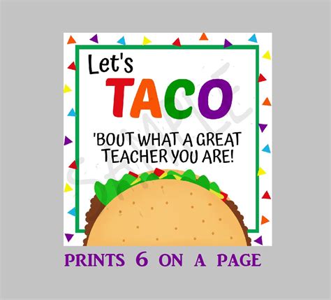 Taco 'bout a great teacher printable