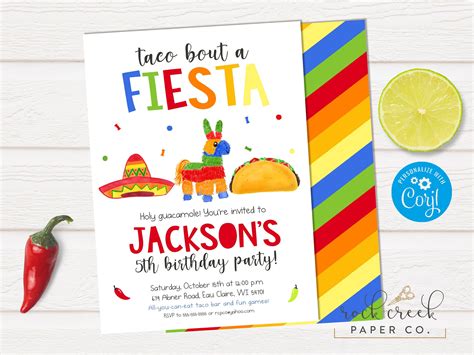 Taco party invitation with piñata