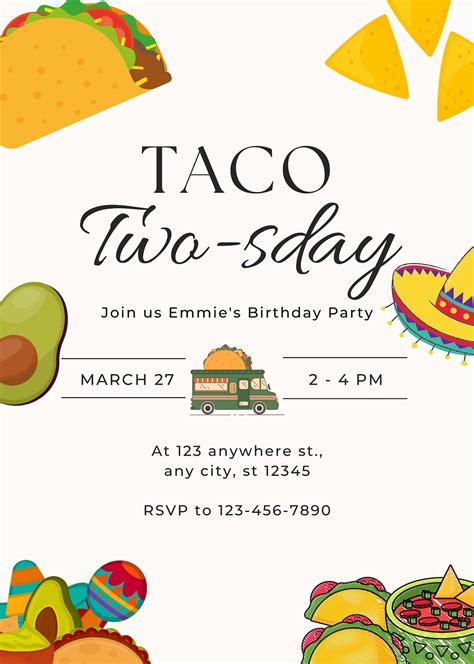 Taco Tuesday party invitation template