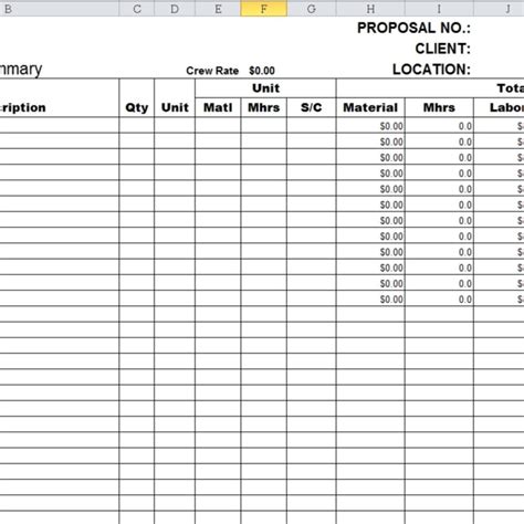 Takeoff Sheet Template 5