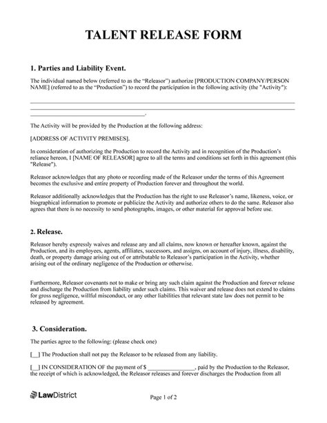 Talent Release Form PDF