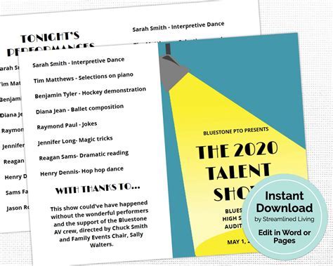 Talent Show Program Template Guide and Examples