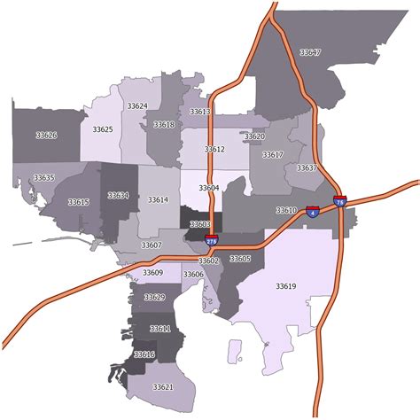 Tampa Zip Code Map