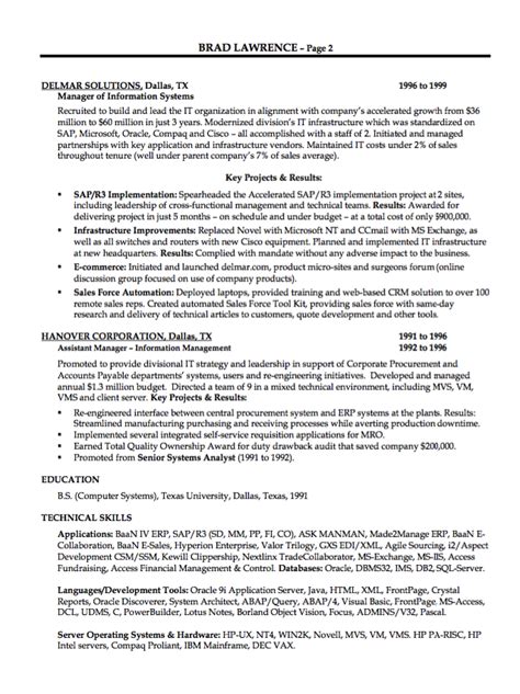 A resume with a clear and concise format