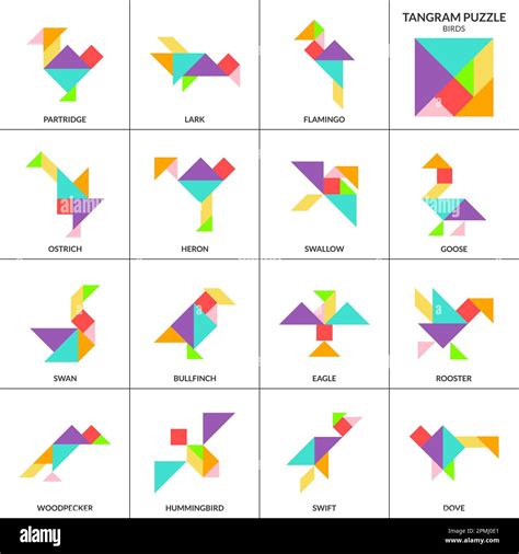 A tangram picture of a bird