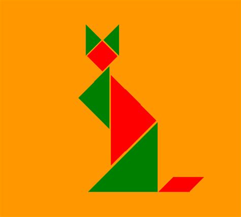 A tangram picture of a cat