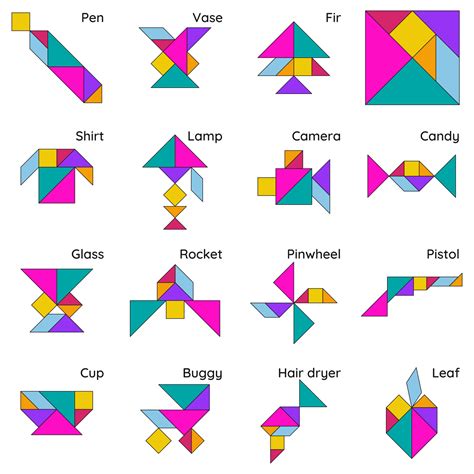 A solved tangram puzzle