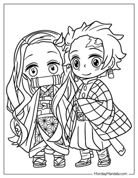 Tanjiro and Nezuko Coloring Page